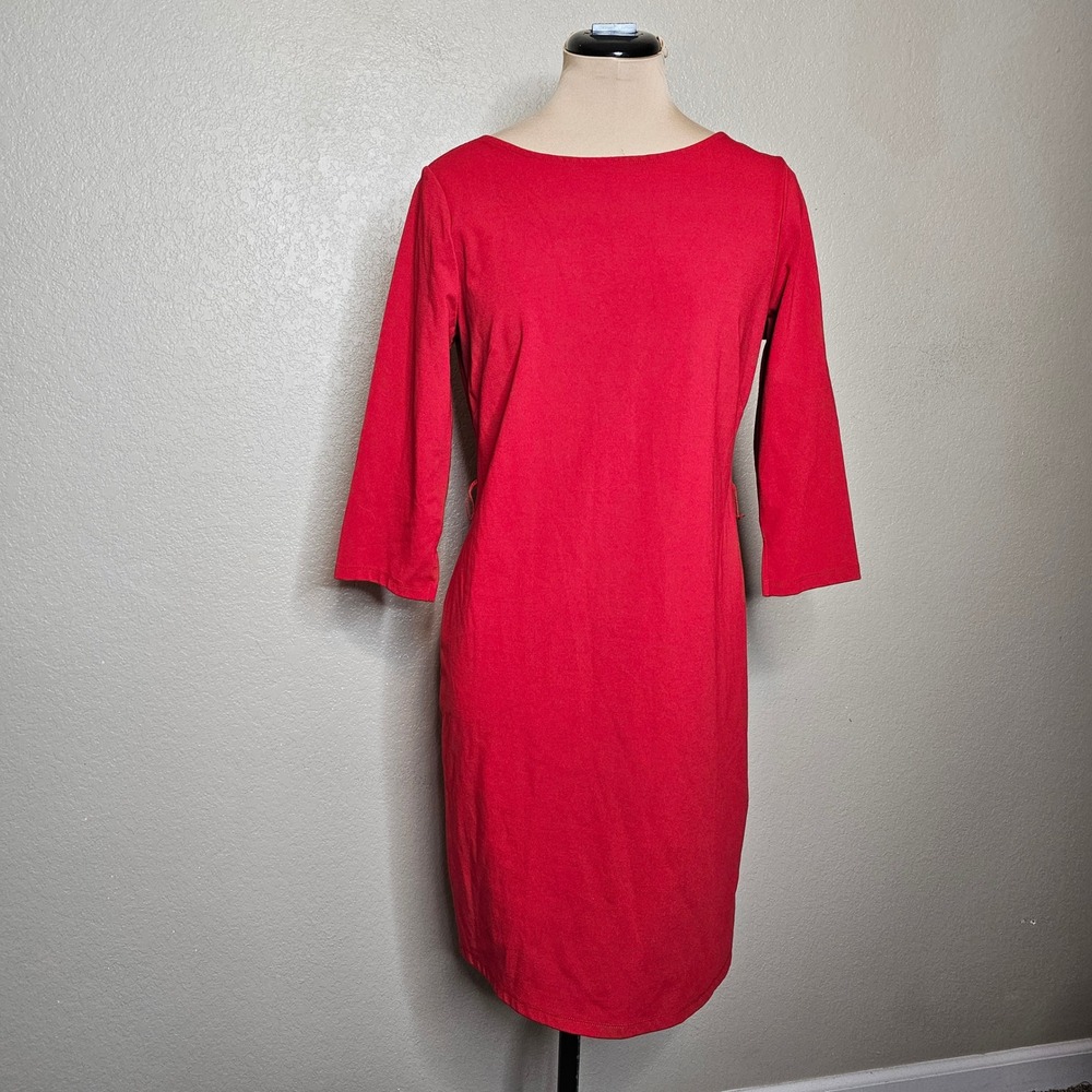 White‎ House Black Market Red 3/4 Sleeve Sheath Ponte Knit Dress Small